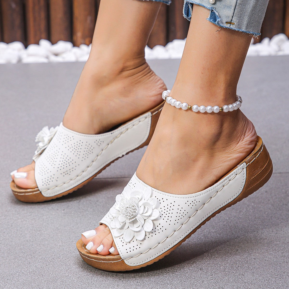 Women's Flower Wedge Sandals