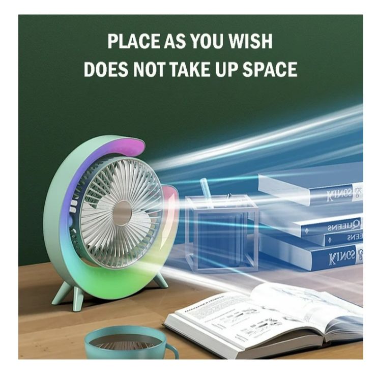 Desk Fan With RGB LED Light