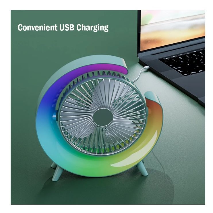 Desk Fan With RGB LED Light