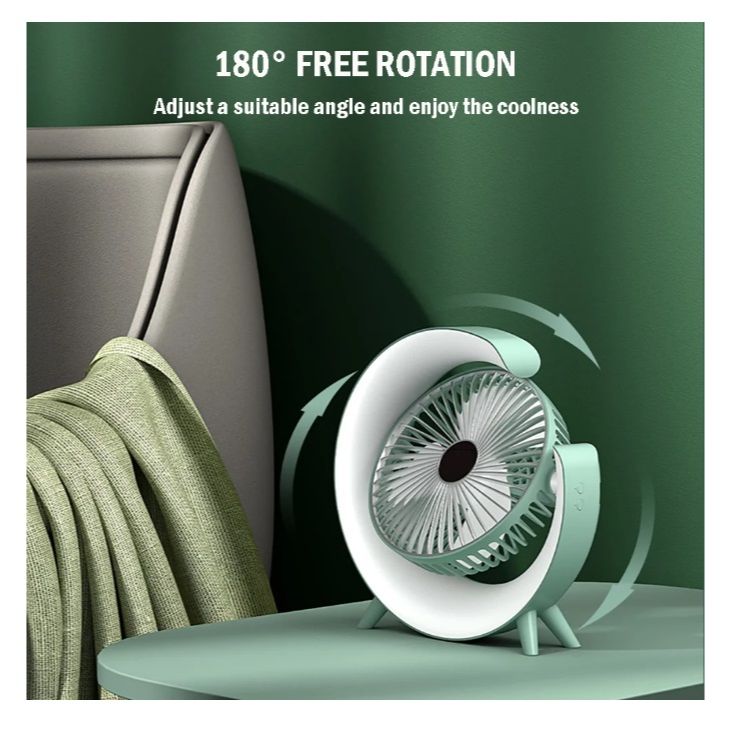 Desk Fan With RGB LED Light