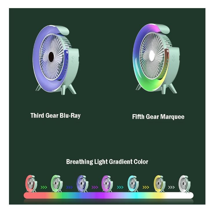 Desk Fan With RGB LED Light