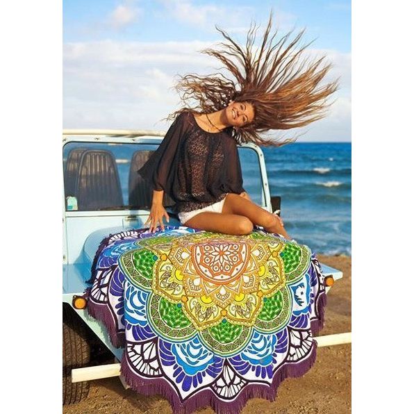 Multi-purpose Round Bohemian Print Beach Towel