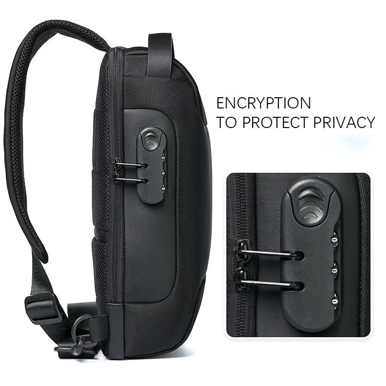 Men's Waterproof USB Anti-Theft Messenger Bag