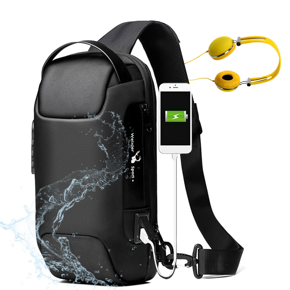 Men's Waterproof USB Anti-Theft Messenger Bag