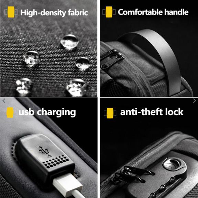 Men's Waterproof USB Anti-Theft Messenger Bag
